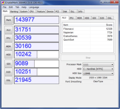 XPS 15のCrystalMark